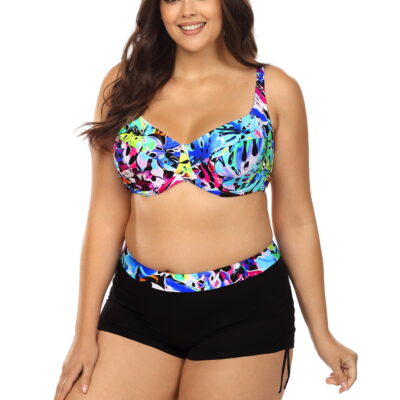 Dwuczęściowy strój kąpielowy Plus Size ze spodenkami L3113