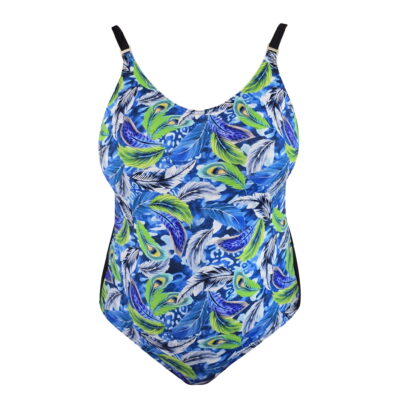 Kolorowy kostium jednoczęściowy wiązany po boku Plus Size L4611 V1