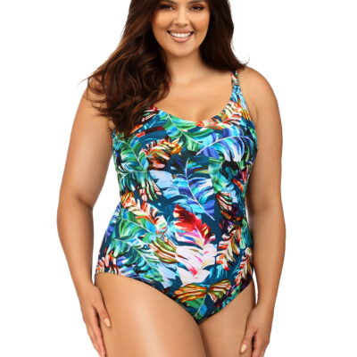 Kostium kąpielowy jednoczęściowy Plus Size z reguowanumi ramiączkami L4552