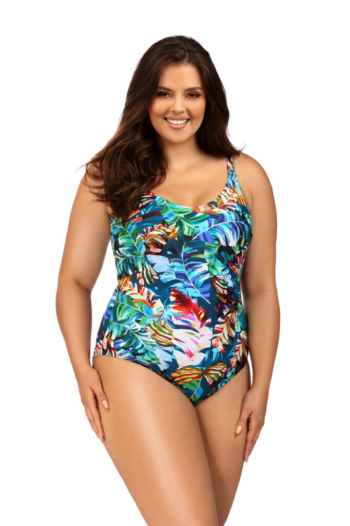 Kostium kąpielowy jednoczęściowy Plus Size z reguowanumi ramiączkami L4552