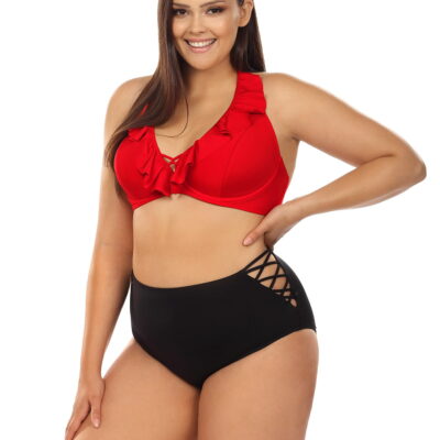 Dwuczęściowy strój kąpielowy Plus Size z falbanką L3107